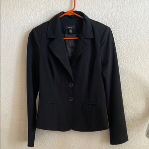 BCX Black Blazer Notched Lapels Structured Shoulders